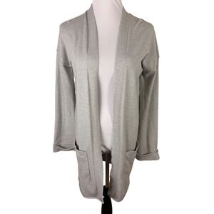 Express Women's Small Gray Open Front Longline Cardigan Sweater Pockets
